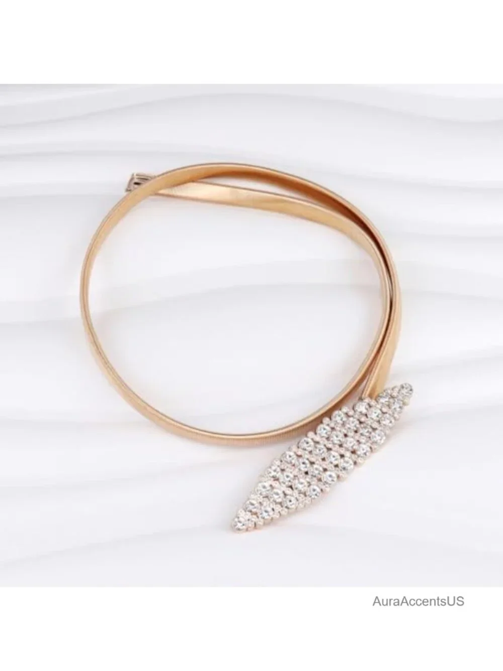 Metal Skinny Stretch Waist Belt Chain Buckle Elastic Dress Belt